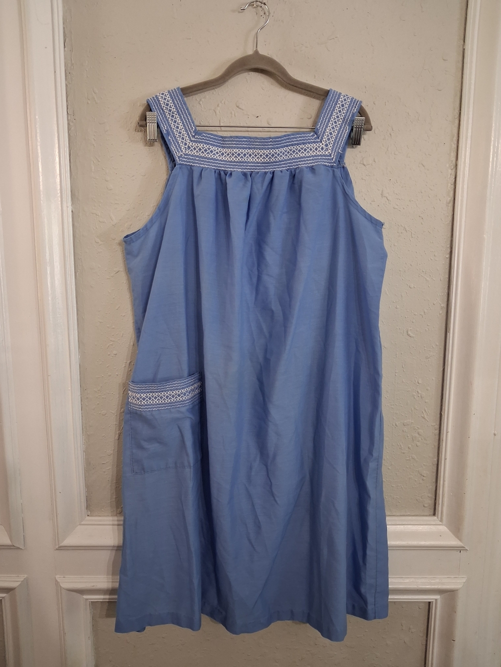 Vintage 60s Lara dee housewife day dress patio loungewear mumu blue